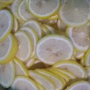 冷凍レモンのスライス